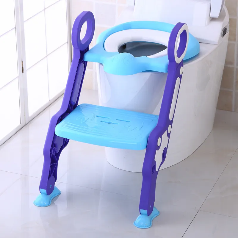 Kids Potty Training Toilet Seat With Step Stool | Adjustable, Soft Padded Seat & Handles | Folds For Storage