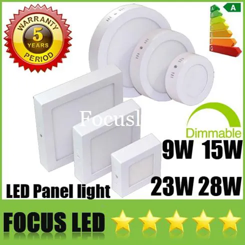 Yüzey 9W 15W 23W 28W Yuvarlak / Kare LED Panel Işıkları CREE Dim Downlight Armatür Gömme Tavan Aşağı Işıklar Freeshipping Monteli