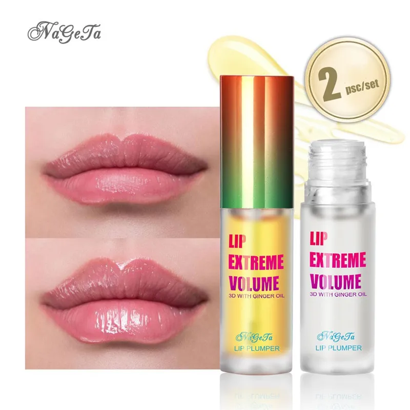 Nageta Lip Plumperセット生姜ペパーミントリップオイルはふくよかうな唇のケアツールエッセンスオイルリップバームプラントの本質を高める