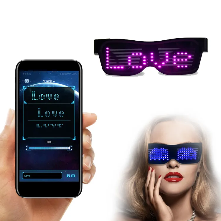Mostra Fancy LED up Occhiali da vista, RechargeableWireless USB con LED lampeggiante, Raggiante luminosi Occhiali per il Natale, Party, Bar, Rave