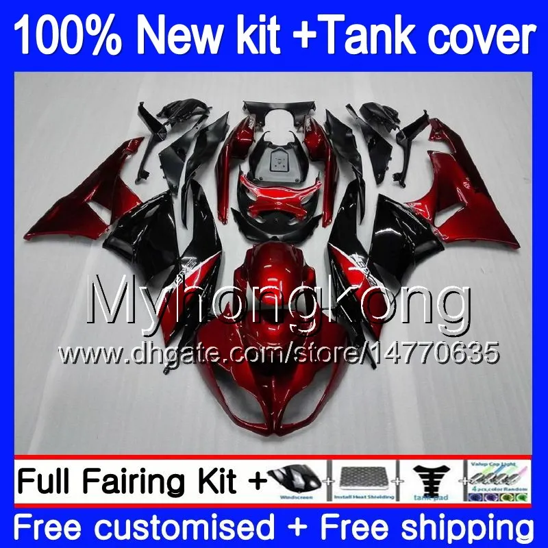 Body +Tank For KAWASAKI ZX636 ZX-6R 2009 2010 2011 2012 Top Wine red 206MY.2 ZX 636 600CC 6 R ZX-636 ZX600 ZX 6R ZX6R 09 10 11 12 Fairings