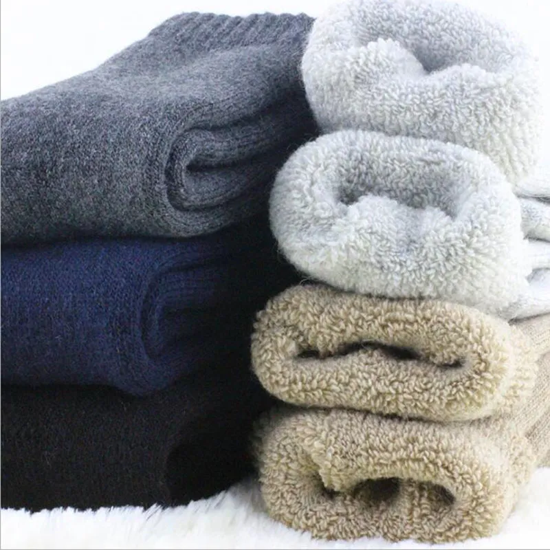 Calze di lana maschile inverno inverno calzini caldi spessi calzi di alta qualità da uomo di lana calda regali di moda per uomini merino 1 paio
