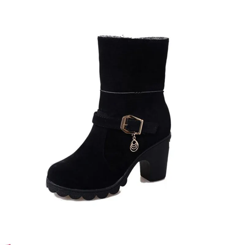 35-41 الكعب منصة أحذية نسائية Snowboots الأحمر أحذية 8CM في الهواء الطلق دافئ مريح للمرأة أحذية شتاء بوتاس بلاتافورما موهير