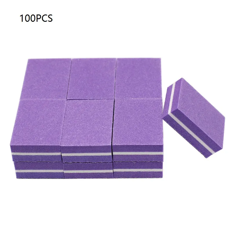 NAD005 100pcs Double-sided Mini Nail File Blocks Colorful Sponge Nail Polish Sanding Buffer Strips Polishing Manicure Tools