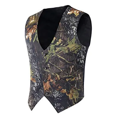 Camo Print Groom Vests Hunter Wedding Vests Camouflage Slim Fit Mens Vests V Neck Custom Made352H