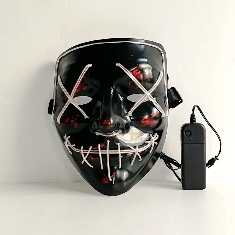 LED Light Up Halloween Mask Glow In Dark Scary Skull Face Mask