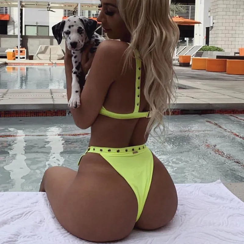 Neon green thong swimsuit cheap
