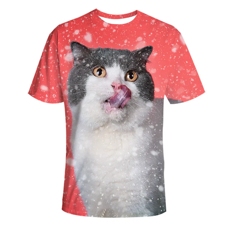 Fashion 3D t shirts print cat Men's Womens tshirt Anime Short Sleeve Tees O-neck Tops cartoon tshirt 126