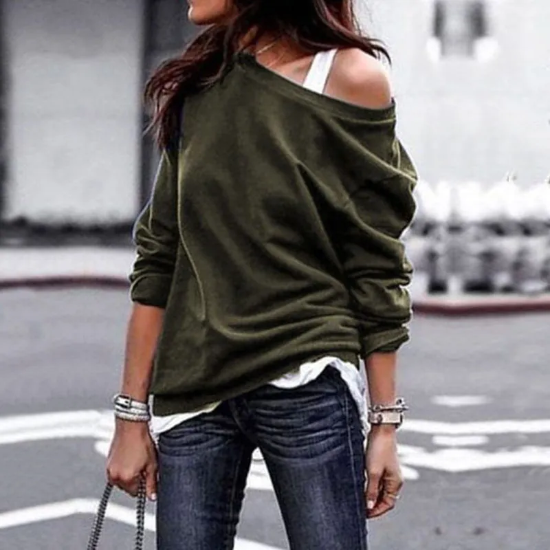 Ladies off the shoulder sweatshirt clearance