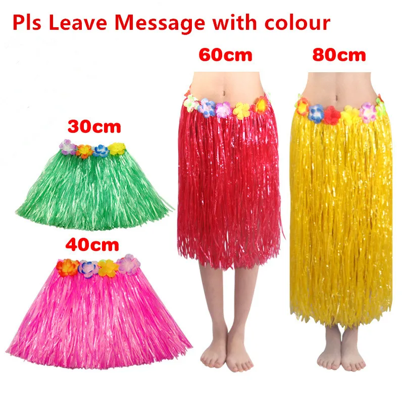 Costume hawaïen jupes d'herbe jupe Hula fibres en plastique décorations de pâtisserie hawaïenne enfants enfants adultes jupe de spectacle Hula robe de danse de plage