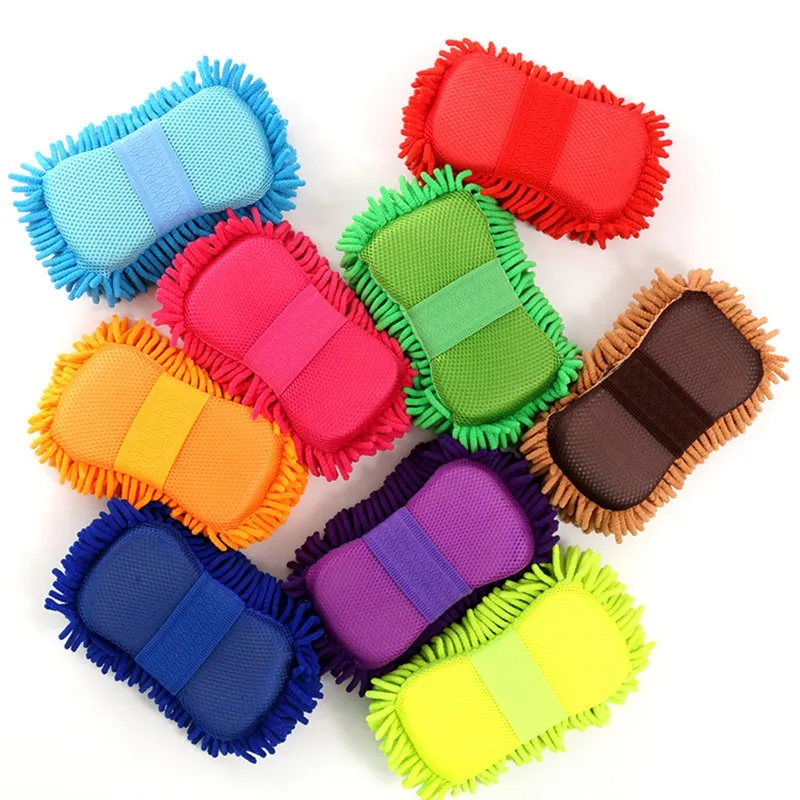 Chenille Wash Car Sponge Car Care Microfiber Cleaning Gloves Microfibre Sponge Cloth Auto Washer Colorful HHA160