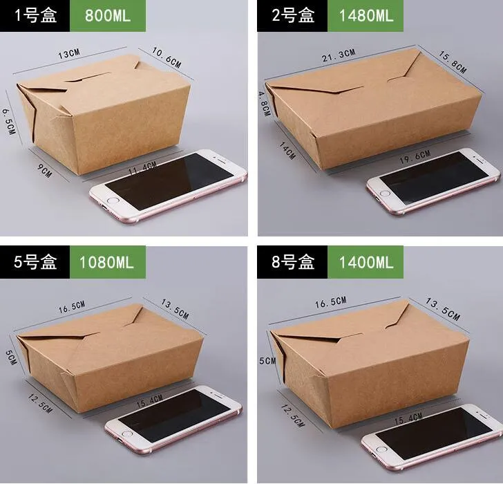 Good quality Kraft Paper Food Box water Oil proof Fast food packing boxes Disposable takeaway lunch box fried chicken sushi salad paper box