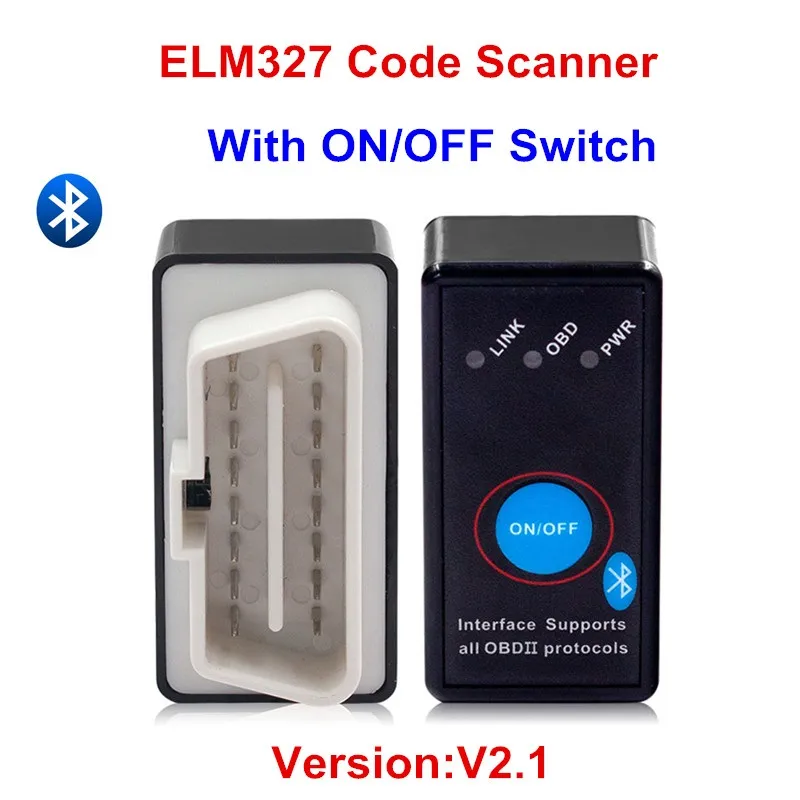 ACT 1pc Bluetooth ELM327 V2.1 Auto OBD2 Scanner Support Android Torque ELM 327 2.1 Code Reader ELM-327 Scanner Can Switch