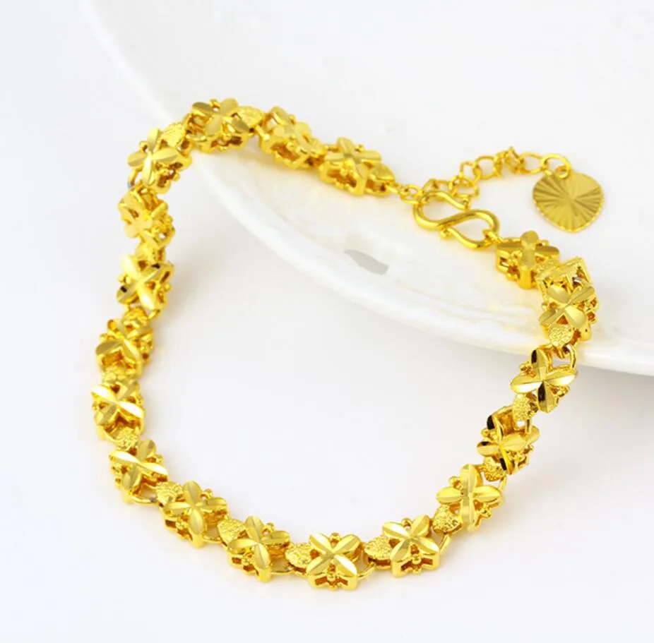 1pcs Real 24K Yellow Gold Bracelet Women 5G Crafts Solid 2mm Cable Link  6-7inchL | eBay