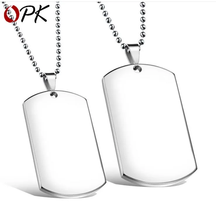 Rectangular Military Brand Titanium Steel Necklace Hanging Square Brand Smooth Student Necklace