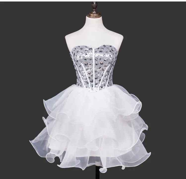 Sweetheart Ball Gown Homecoming Dresses With Ruffles 2019 Beaded Sequins Short Prom Gowns Lace Up Party Dress From Sarafashion 53.37 DHgate.Com
