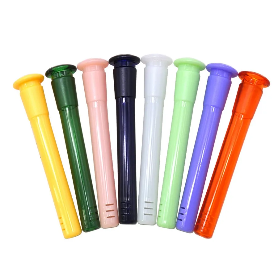 DHL 18mm Male To 14mm Female Downstem Diffuser with Colorful Plastic Down Stem Adapter for Glass Bong Water Smoking Pipes