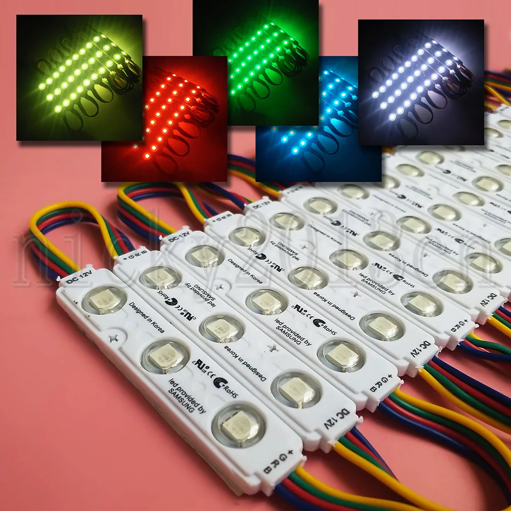 5050 RGB LEDモジュールライトフレックスストリップテープ3LEDS射出成形ホワイトPVC 12V防水マルチカラーチャンギング広告ボックスレターサイン用