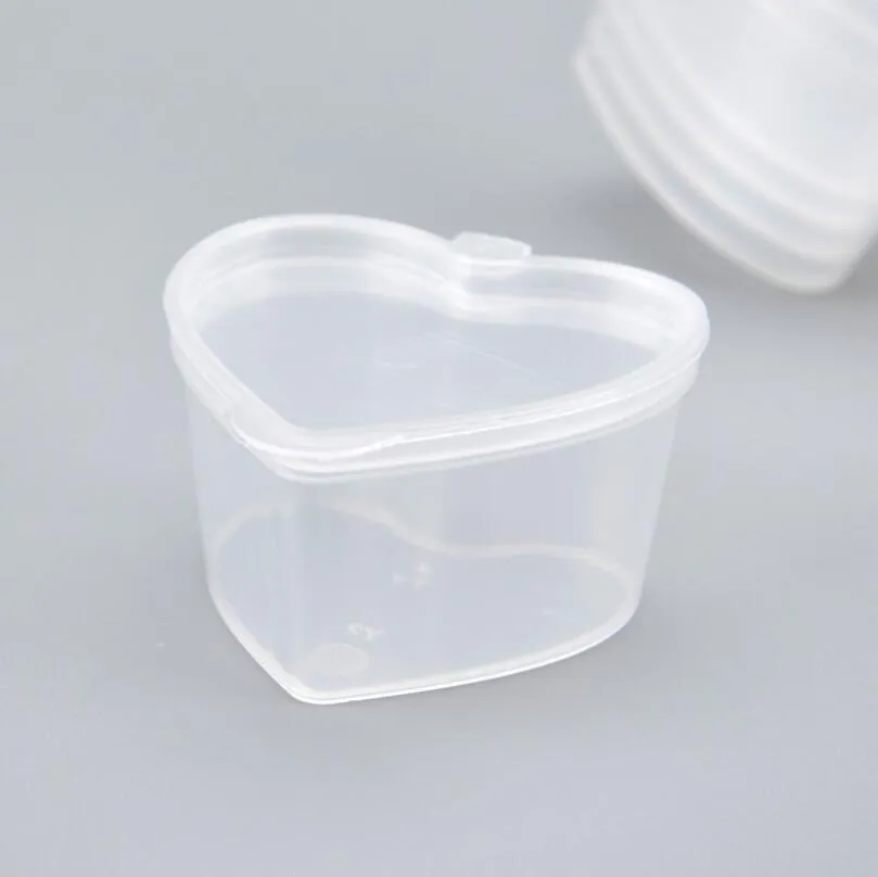 45ml PP Heart Square Shaped Seasoning Box Disposable Tasting Cup Salad Sauce Take-out Packaging Seasoning Cup LX5294