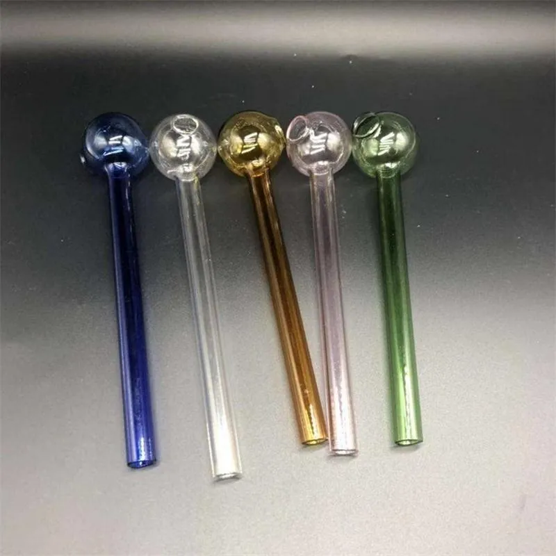 Transparent oljebrännare Rör Solid Färg Klar Pyrex Glas Rökning Rör Pocket Hookahs Shisha Vatten Bongs Tillbehör Handgjorda 1 8ps E19