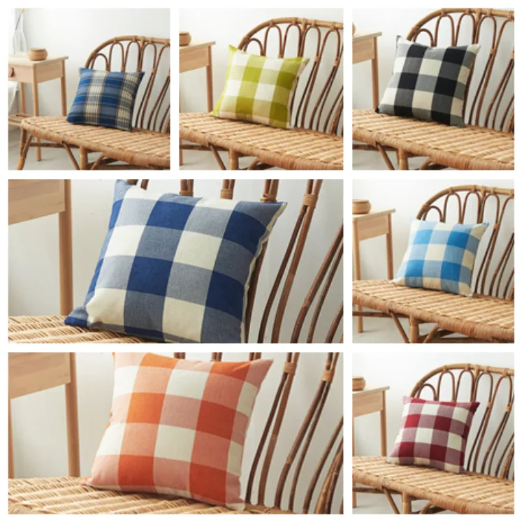 Plaid Taie d'oreiller Linge Plaine Rayé Taie d'oreiller Vérifiez Motif Oreillers Couvre Noël Carré Tartan Taies d'oreiller Housse de coussin T2I5301