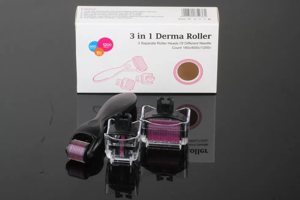 Оптовая 3 в 1 Derma Roller глаз Derma Roller Face And Body Dermaroller 180 / 600/1800 Иглы Производитель Цена Dermaroller