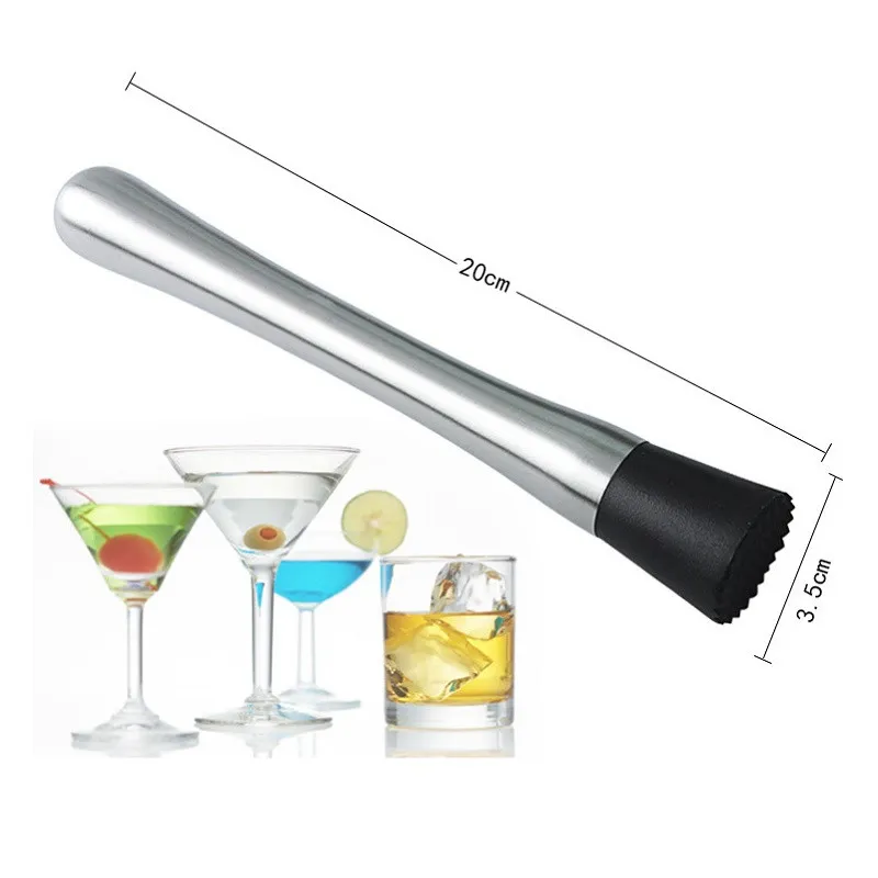 Stainless Steel Cocktail Muddler Bar Mixer Barware Mojito Cocktail DIY Drink Fruit Muddler Ice Barware Drinking Bar Tool