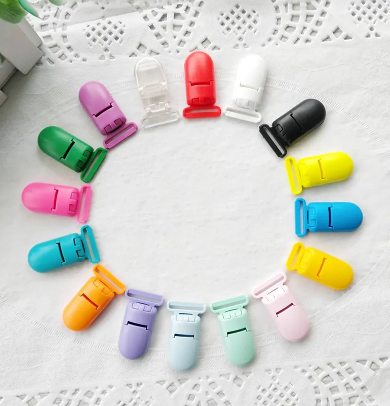 Clips de sucette en plastique, Clips de bretelles, porte-sucette, en plastique solide et sûr pour bébé, accessoires multicolores, vente en gros