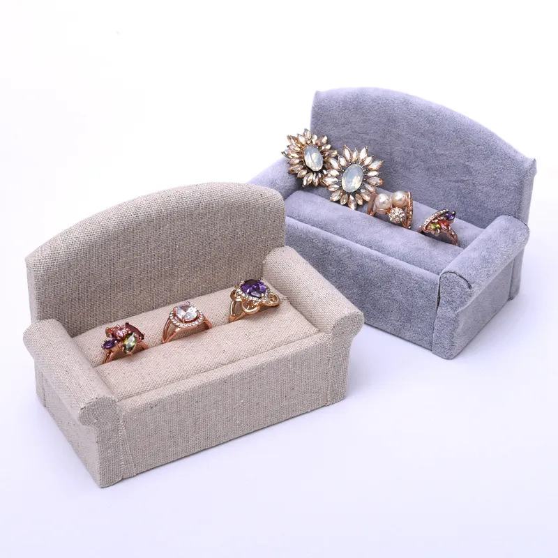 ddisplay per sempre amante anello di lino display di gioielli speciale velluto di ghiaccio borchie per orecchini espositore porta gioielli a forma di sedile grigio