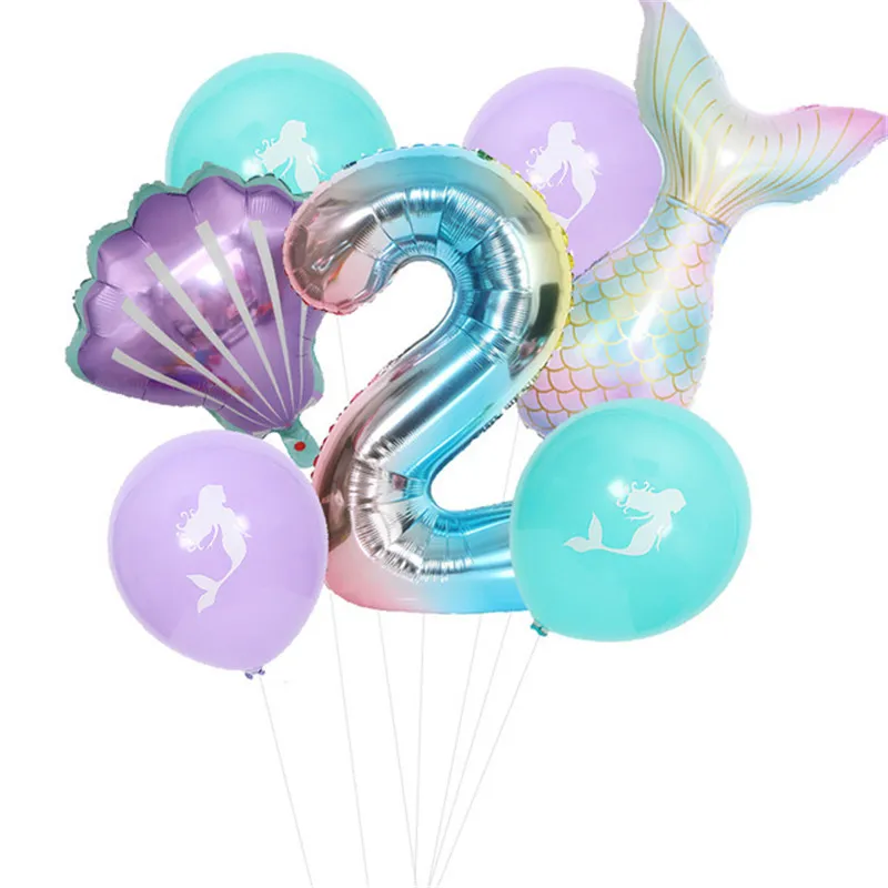 7 Pz/Lotto Sirena Festa Di Compleanno Palloncino Numero Palloncino Decor 0  9 Forniture Palloncini Feste Di Compleanno In Foglio Di Alluminio Da 2,02 €