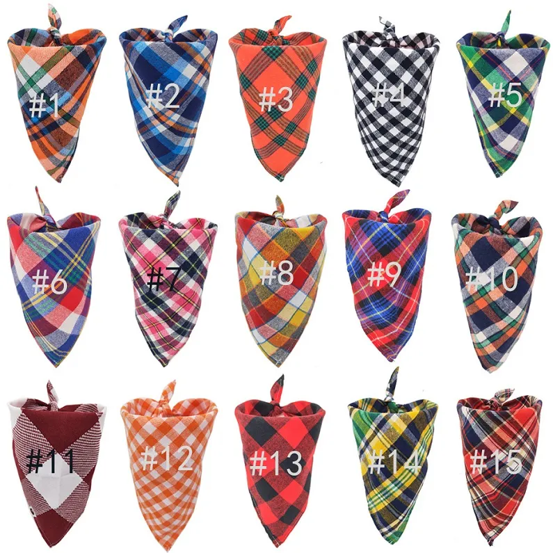 Dog Triangle Bandanas Adjustable Pet Dog Cat Neck Scarf Tie Bowtie Necktie Bandana Collar Neckerchief Dog Accessories Plaid Scarf DHL