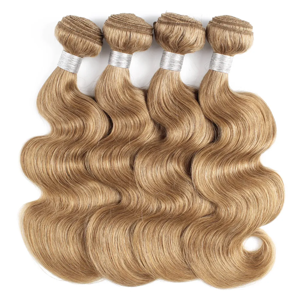 # 27 Honey Blonde Menselijk Haar Weave Bundels Indische Peruviaanse Maleisische Body Wave Hair 3 of 4 Bundels 16-24 Inch Remy Menselijk Hair Extensions