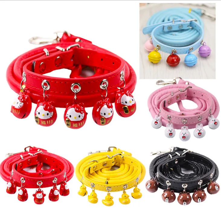 Les dernières fournitures pour animaux de compagnie laisse de collier de cloche, chien chat en peluche petit animal de compagnie grande laisse de collier de chat de cloche, livraison gratuite