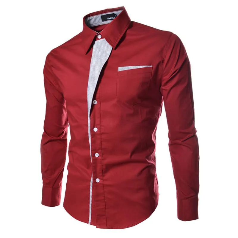 Hot Selling Solid Men's Dress Shirts Slim Long Sleeve Single-breasted Fashion Casual Clothing Men Trendy Shirts Tops M-3XL 