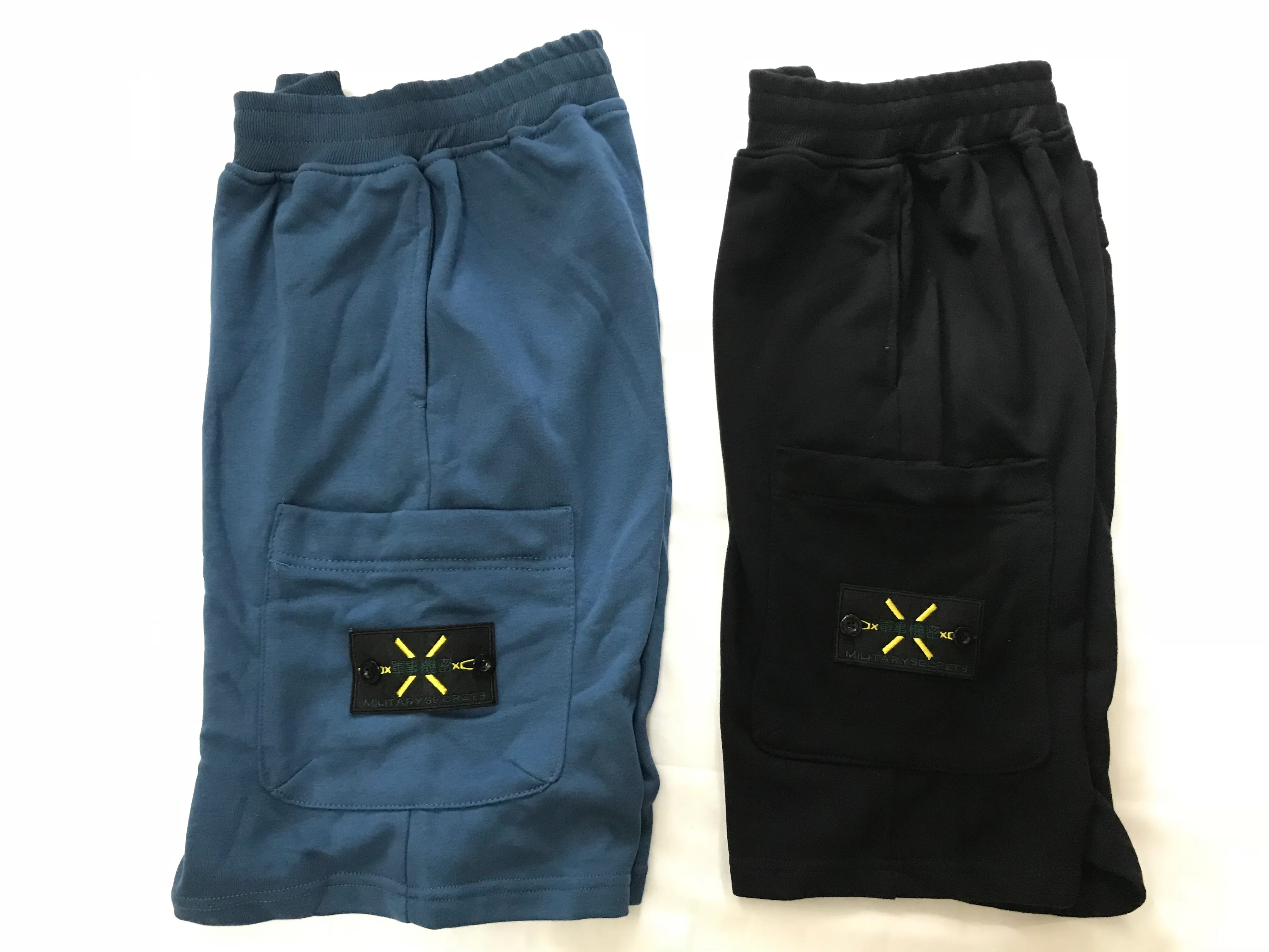 Pantaloncini da spiaggia in materiale superiore americano pantaloni sportivi retrò da uomo in cotone blu corto logo cravatta ricamo estate strada esplosioni cinque pantaloni