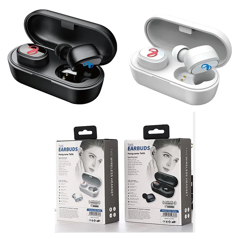 Nieuwe Merk TWS Bluetooth Headset TWS6 Draadloze in-Ear Mini Oortelefoon Twins Oordopjes 4D Stereo-hoofdtelefoons met Bass Sound Mic Draadloos