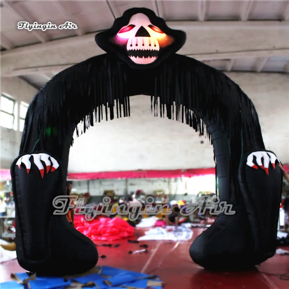 5mハロウィーンインフレータブルスカルアーチ 黒いネクロマンサー 