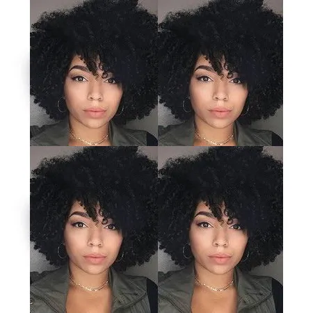 wholesale fashion hairstyle woman brazilian Hair short kinky curly wigs Simulation Human Hair curly wig with bangs