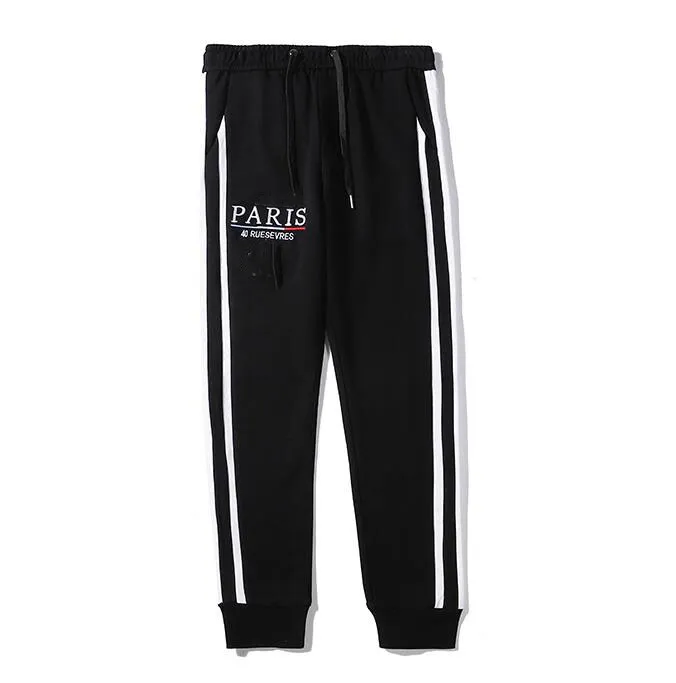 Pantalon de jogging de luxe pour hommes pantalon de sport de marque avec cordon de serrage haute couture couleurs noir et blanc rayures lat rales
