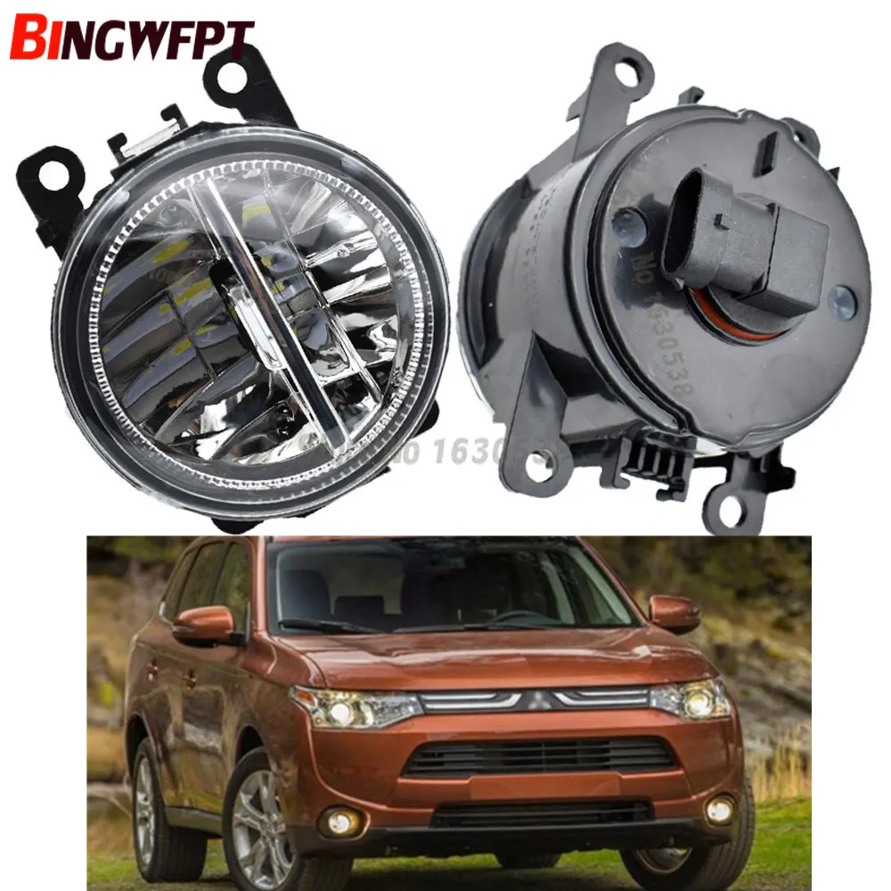 2pcs / par hög ljus bil styling runda stötfångare 12v H11 LED dimljus halogenlampor för Mitsubishi Outlander 2012-2017