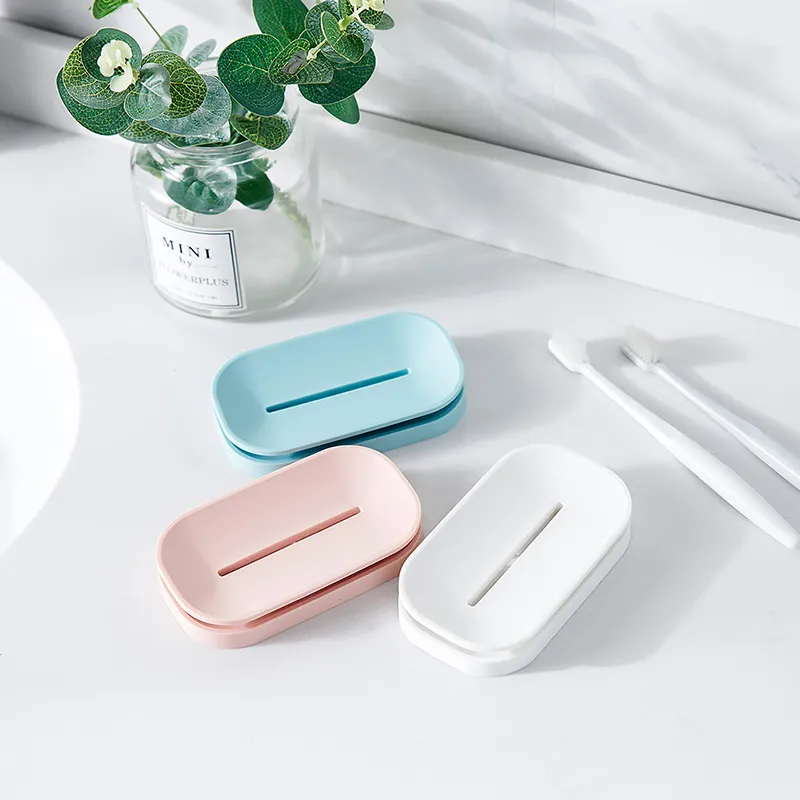 Unique soap dishes bathroom colorful soap holder double drain soap tray holder a good helper for your family