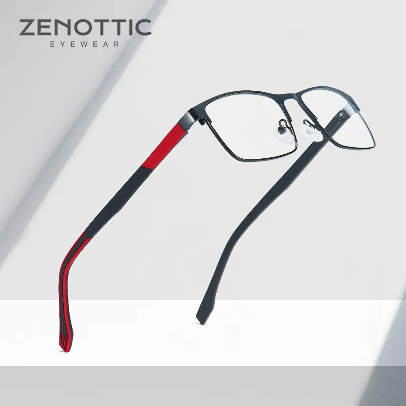 Zenottic 금속 안경 프레임 남성 사각형 처방 안경 전체 림 금속 광학 안경 여성 프레임 안경 BT2102