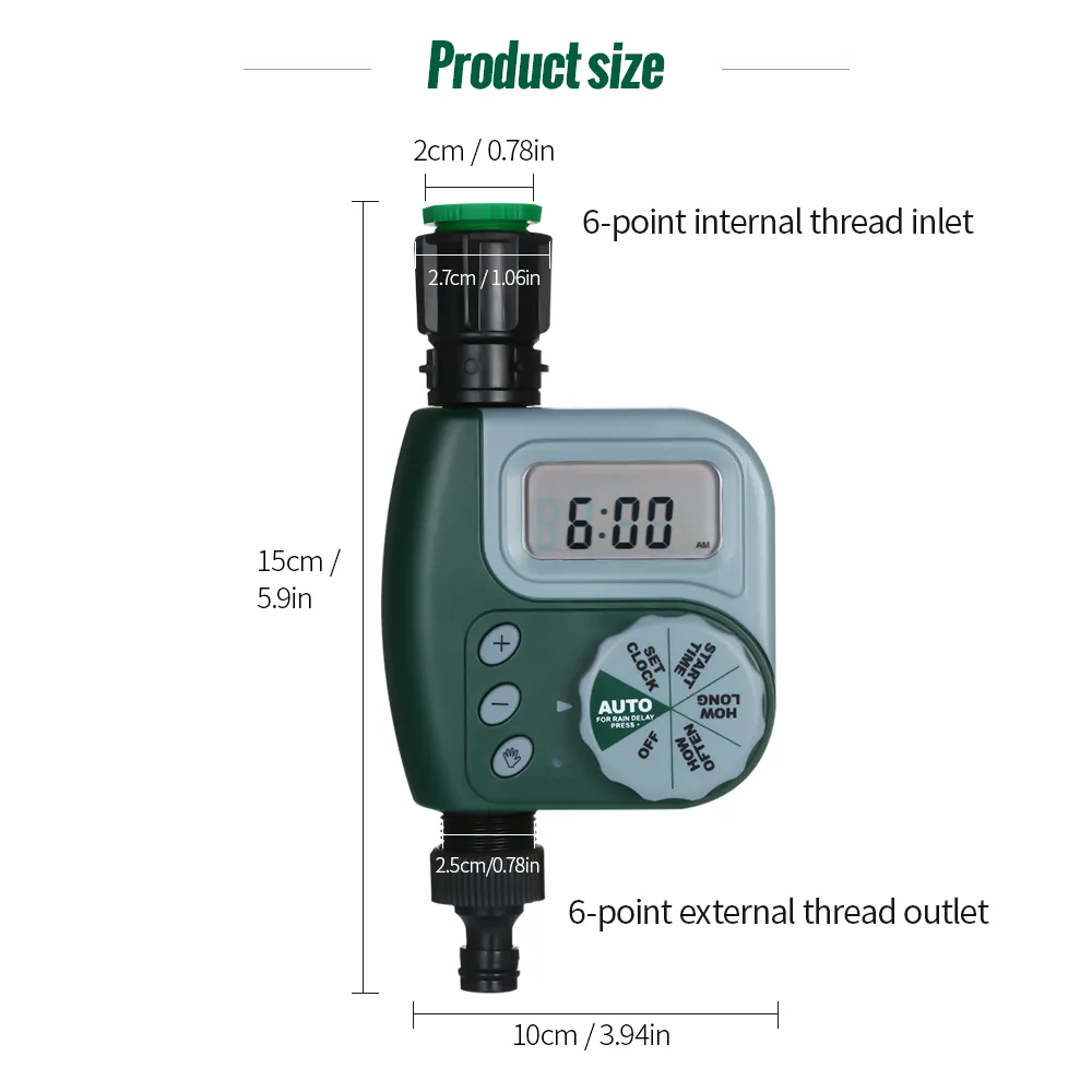 Controlador automático do sistema de irrigação da irrigação do temporizador automático do jardim digital com o jardim exterior da irrigação ao ar livre do temporizador do filtro