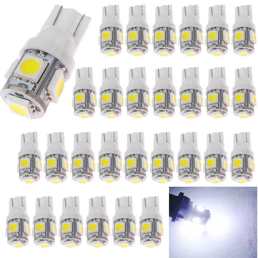 Super Lumineux Blanc T10 194 168 2825 W5W 5050 5-SMD LED Ampoule De Voiture Intérieur Dôme Coffre Tableau De Bord Ampoule Plaque D'immatriculation 12V 6000KLivraison Gratuite