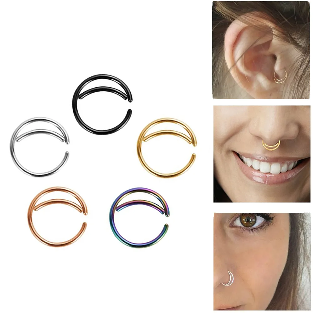 0.8MM New Push-in Nose Rings Studs Small Cartilage Earrings Gold Plated  Crystal 6mm 8mm