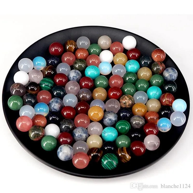 Natural Gemstone Crystal Semi-precious Stones Without Holes Round Beads Agate Opal Turquoise Malachite Pink Quartz Whole2397