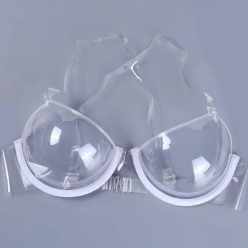 Transparent Sexy Open Cup Bra Pvc Seethrough Crystal girl Lingerie  Disposable Washfree Women Invisible Bralette Push Up Undies
