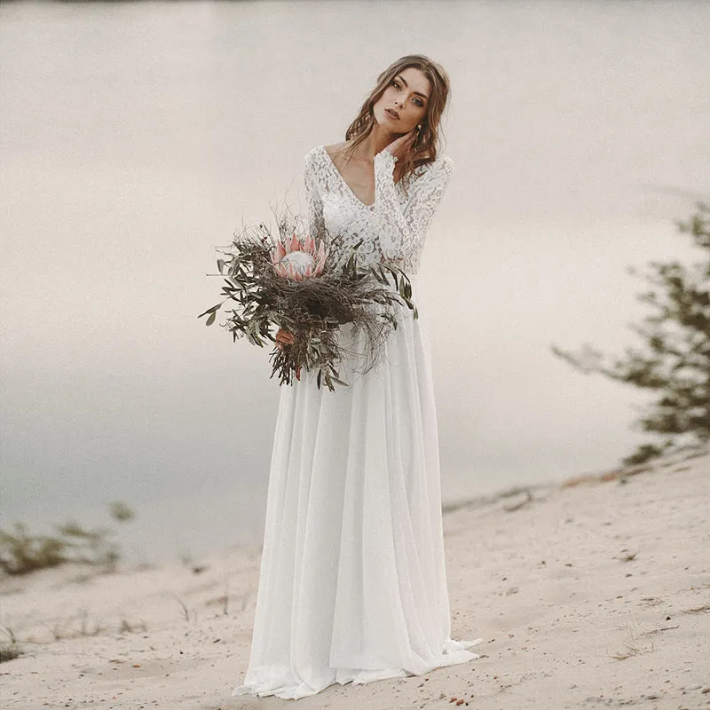 Long sleeve lace discount wedding guest dress