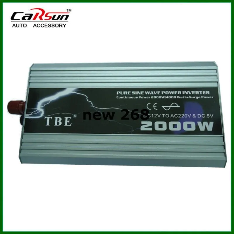 Freeshipping 2000W 순수 사인파 인버터 DC-AC 12V / 24V 110V / 220V에 태양열 또는 가정용 냉장고 공기 조건 사용