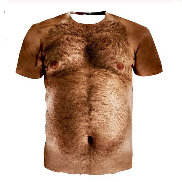 Muscle Moda de Nova Mens / Womans Peito Cabelo shirt do verão estilo engraçado Unisex 3D Imprimir Casual Tops T-shirt mais AF0541 Tamanho